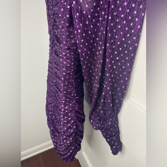 For Love & Lemons Purple Ruched Bodycon Dress w Bishop Sleeves - Picture 8 of 12